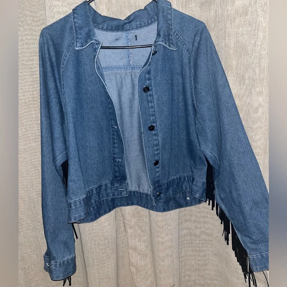 Denim Fringe Jacket - Picture 2 of 3